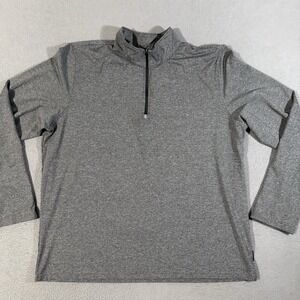 Gerry‎ Pullover Mens 2XL Gray Striped 1/4 Zip Stretch Long Sleeve Athletic Top